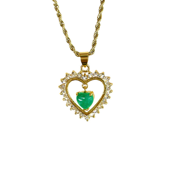 Jade Heart in Diamond